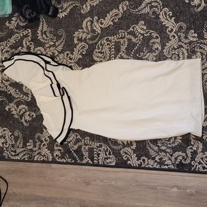 A'Gaci white dress with black lined frill